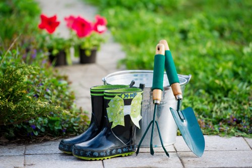 Seasonal garden maintenance in a London backyard